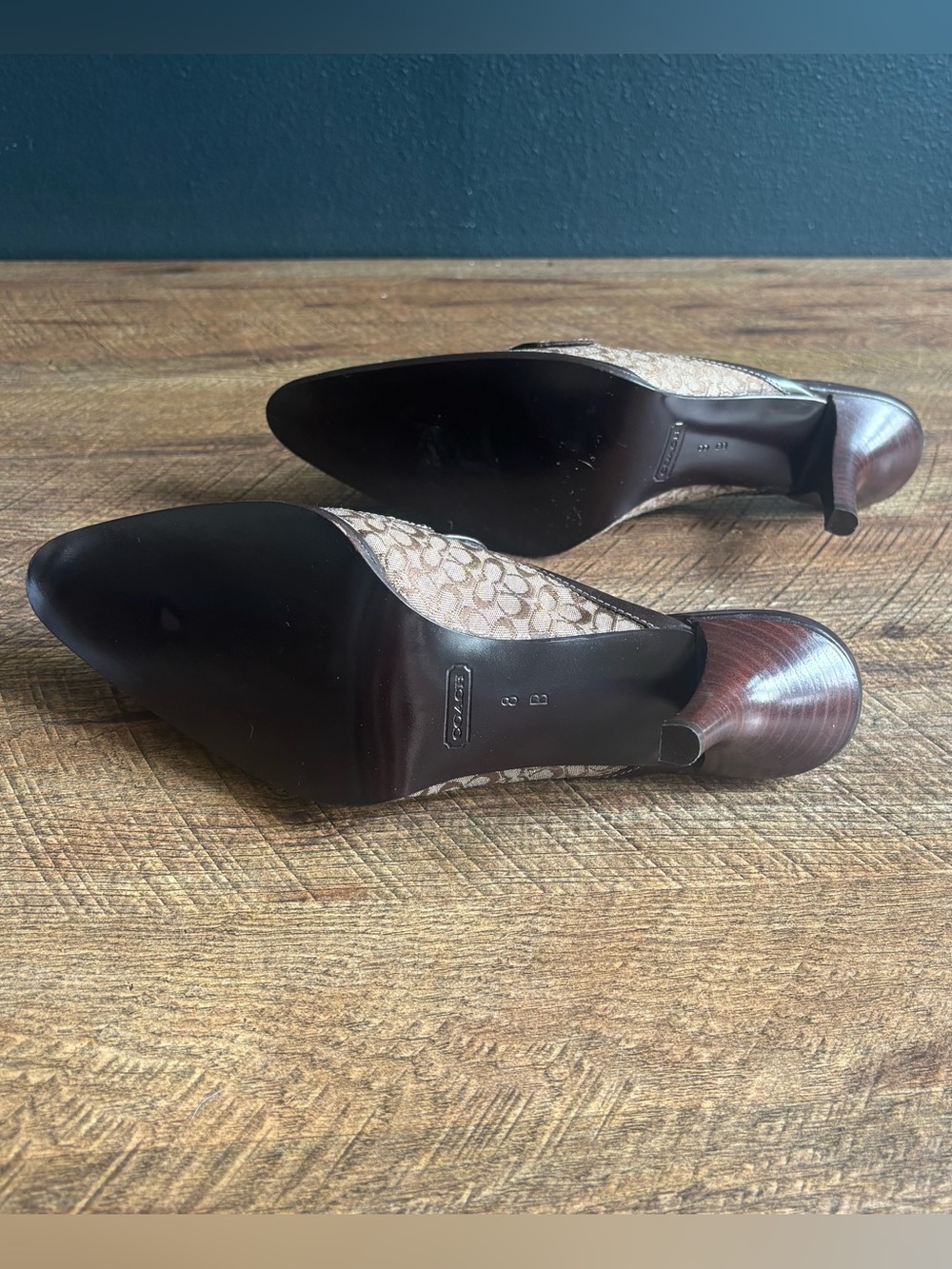 Coach Brown Slip-On Pointed Toe Mule Heels with Buckle - Picture 5 of 5